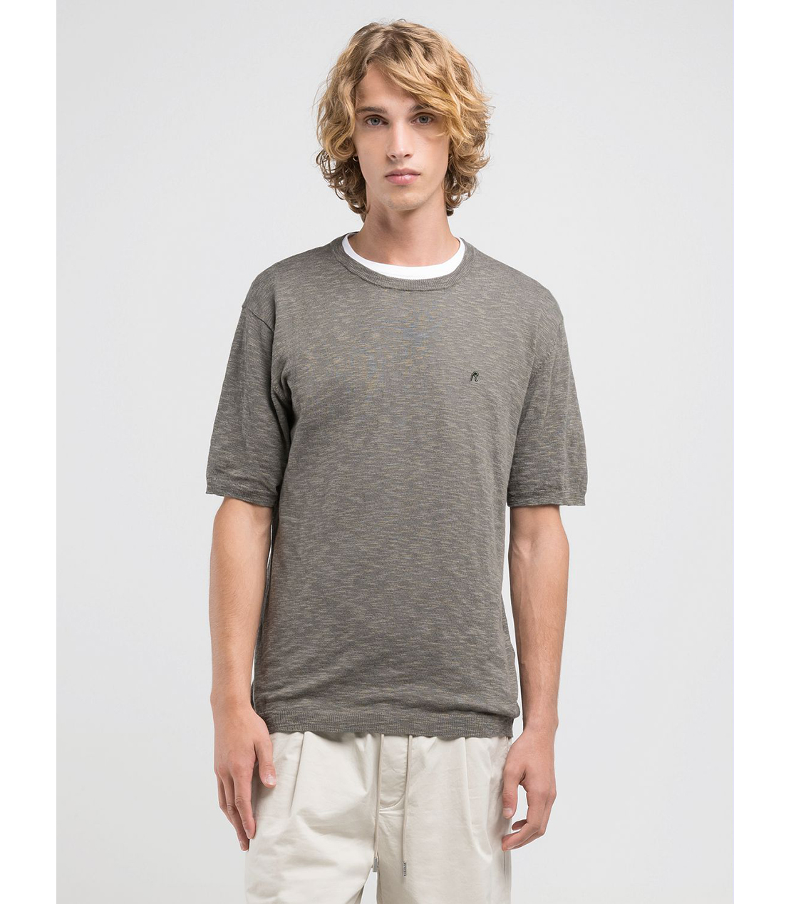 スラブコットンビスコース メランジ半袖ニット 詳細画像 ピスタチオ 5